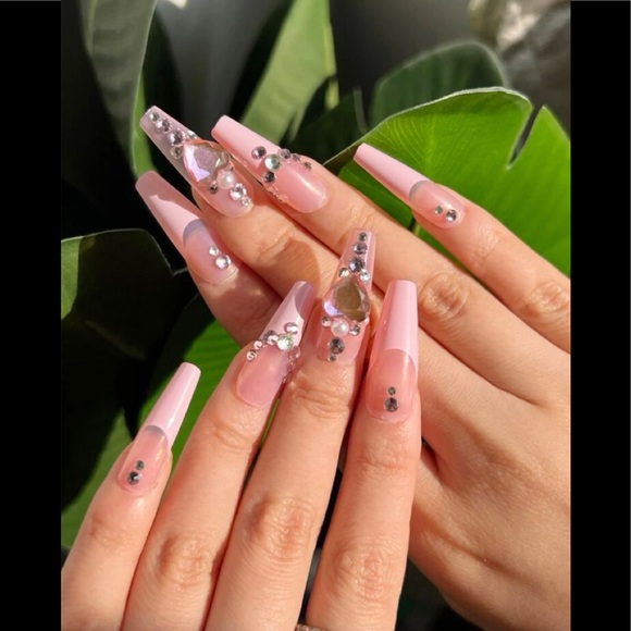Lovergirl Boutique Other - 🌟 FANCY Heart Crystals Pink Rhinestones Design Press On Nails